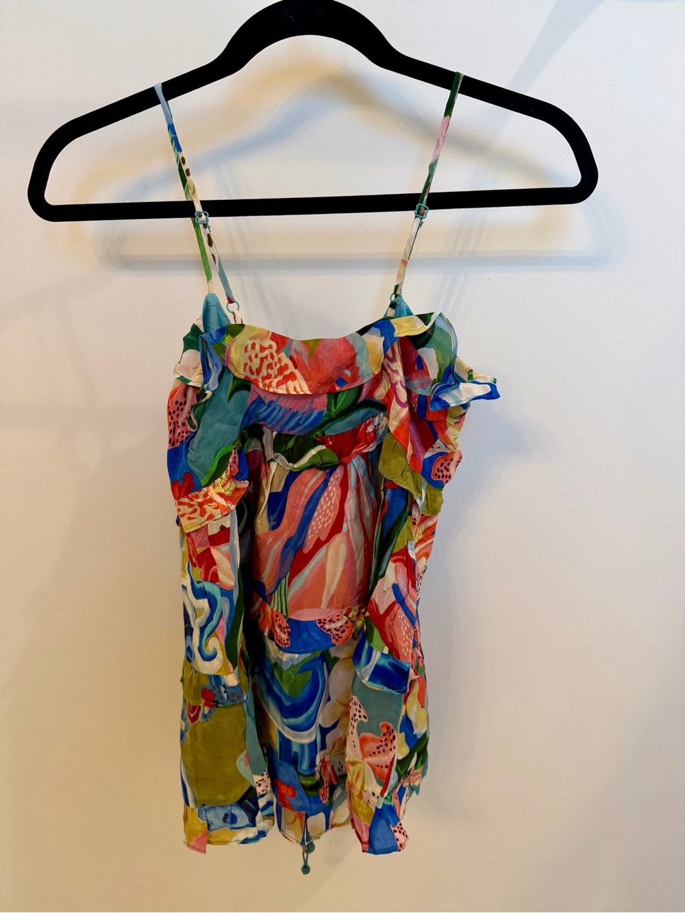 FARM Rio Multicolor Floral Ruffle Tie-Front Tank - Picture 6 of 7